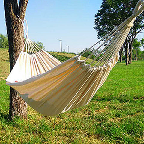 White Canvas Hammock Swing-Bed