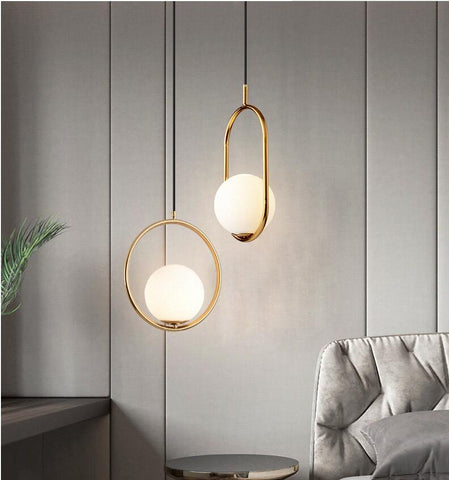 Glass Ball Pendant Light Gold