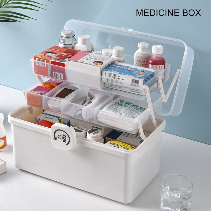 Portable Household Large-Capacity Medicine Box Multi-Layer Emergency Medicine  Storage Box,Size: Medium (Red), GarSupply